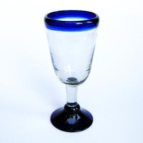  / Cobalt Blue Rim 8 oz Tapered Wine Goblets (set of 6)